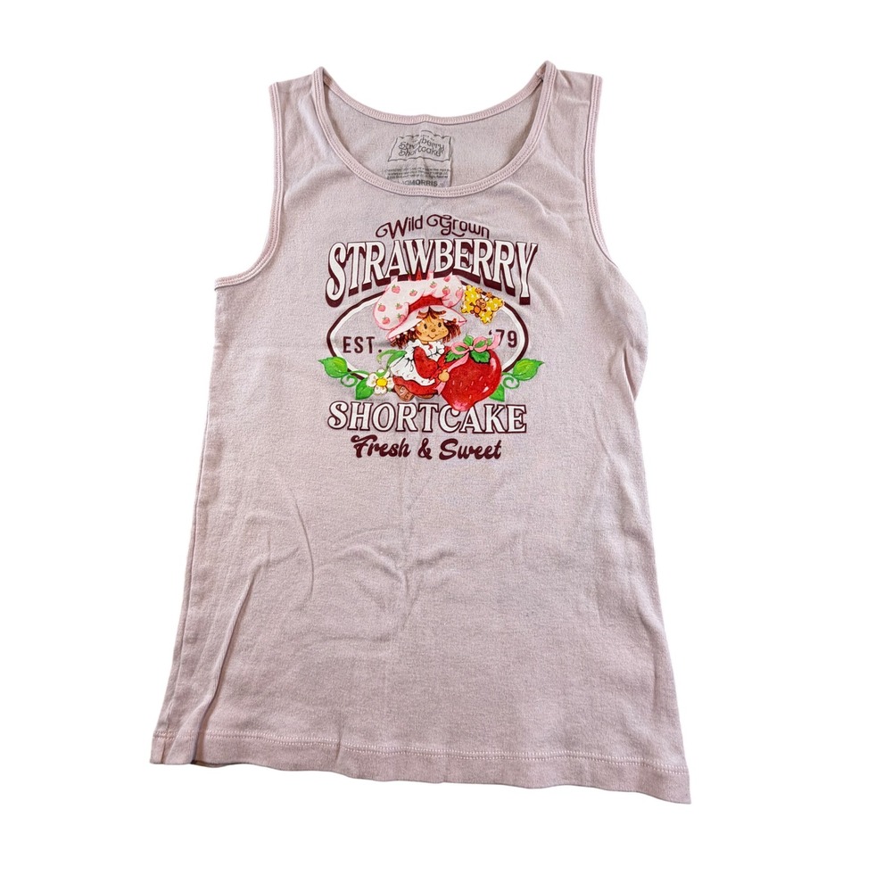 Strawberry Shortcake Graphic Tank Top Pink Isaac Morris Ltd Size L Vintage Style